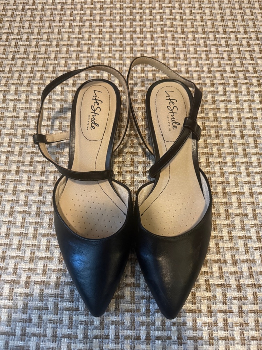 Life Stride Black Pointed Toe Slingback Mules, worn only one time.